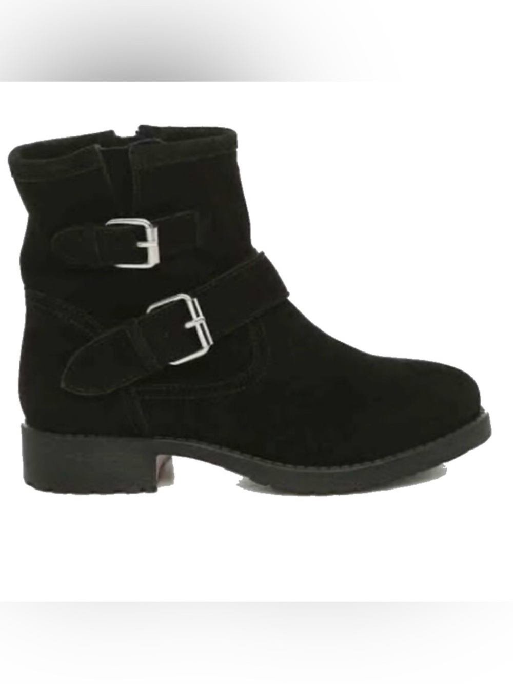 Steve Madden Black Suede Buckle Ankle Boots